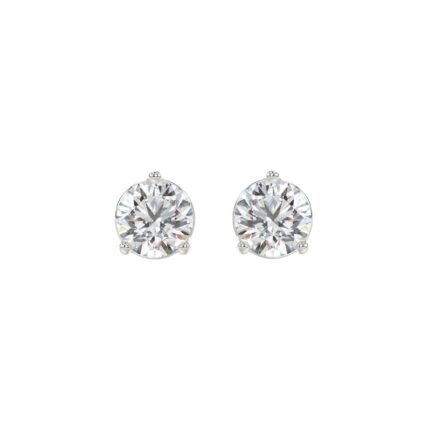 LADIES SOLITAIRE EARRINGS 2 1/2CT ROUND DIAMOND 14K WHITE GOLD