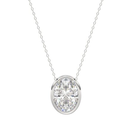 LADIES SOLITAIRE PENDANT 3CT OVAL DIAMOND 14K WHITE GOLD