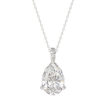 LADIES SOLITAIRE PENDANT 4CT PEAR DIAMOND 14K WHITE GOLD