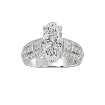 21K PLATINUM LADIES RING 4.00CT ROUND/OVAL/BAGUETTE DIAMOND (CENTER STONE OVAL DIAMOND 3CT)