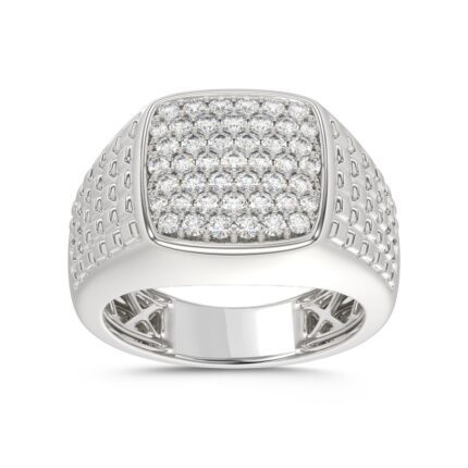 10K WHITE GOLD 1.00CT ROUND DIAMOND MEN'S RING